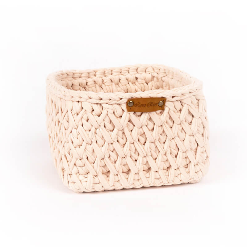 Crochet Square Wood Bottom Basket